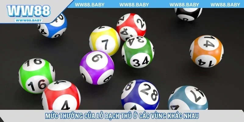 Mức thưởng của lô bạch thủ ở các vùng khác nhau