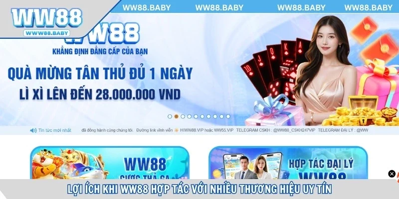 Lợi ích khi WW88 hợp tác với nhiều thương hiệu uy tín